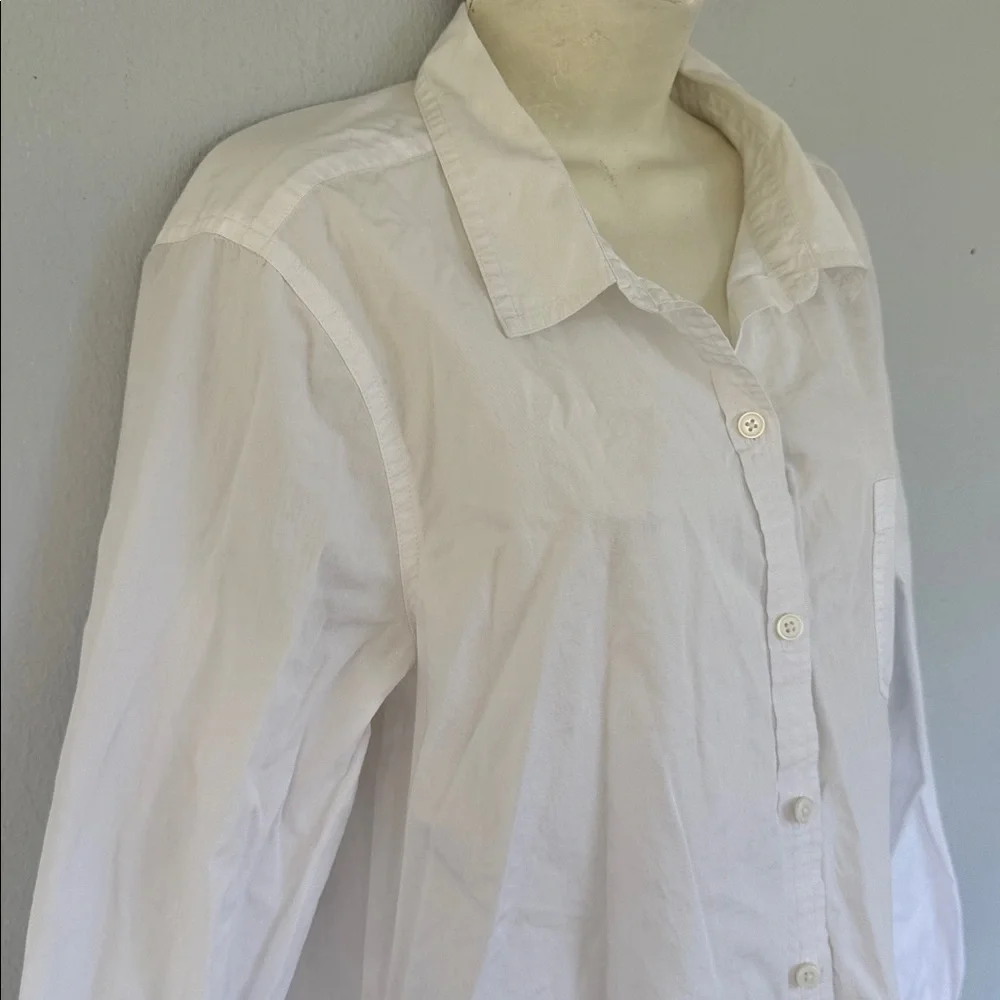 Ann Taylor LOFT white classic single pocket cotton button down dress shirt large